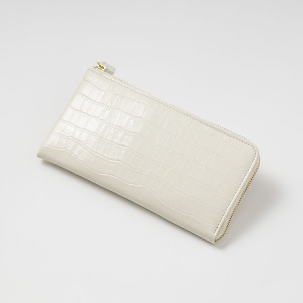 のむのもの/クロコ型押し Lジップ長財布 -薄くてコンパクトなのに